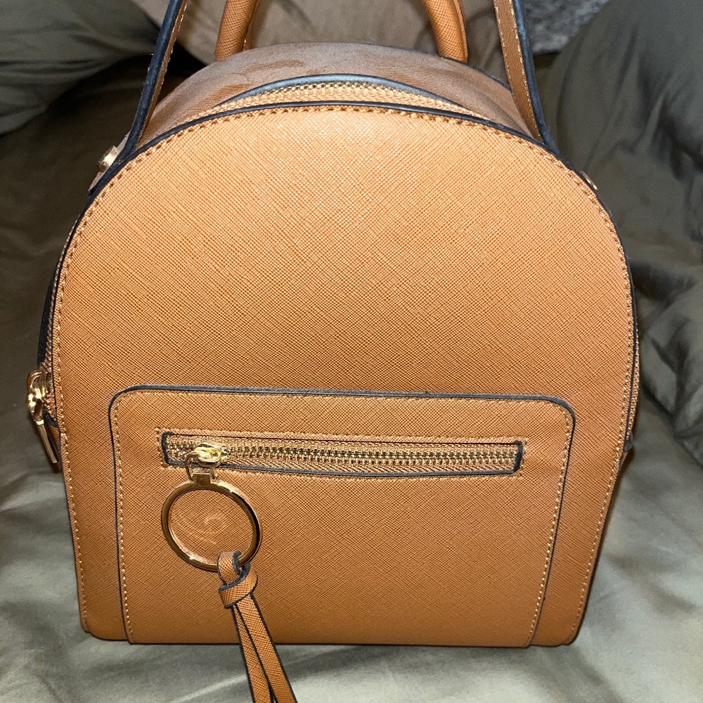 Brown Faux Leather Backpack
